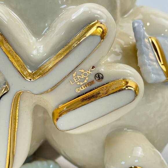 Vintage Set of 2 Lenox Snowmen Trio Skating by Candlelight Candle Holders Taper - Picture 7 of 16